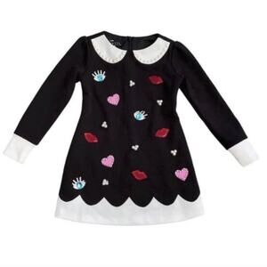 Girls Couture Black White Long Sleeve Dress 7 Biscotti Kate Mack Embellished